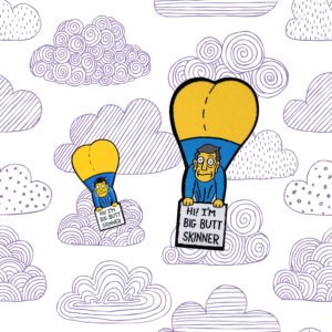 Simpsons Big Butt Skinner Pin and Patch Set