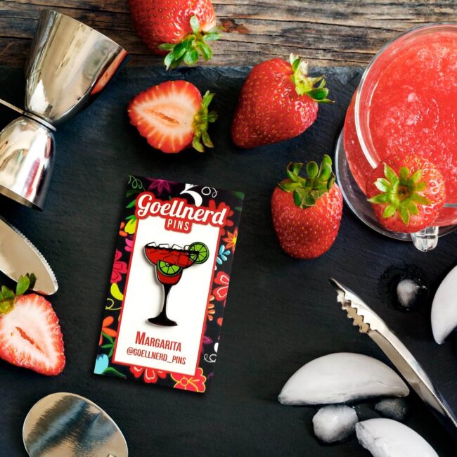 Margarita Cocktail Pin with strawberry margarita ingredients