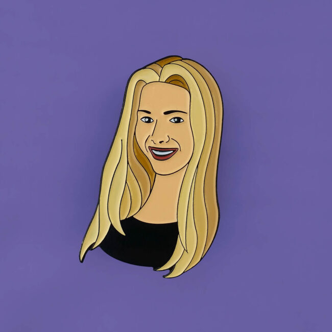 Friends Phoebe Buffay pin on purple background