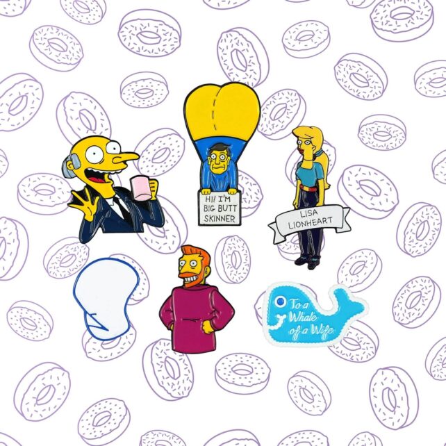 Simpsons Pin Set | Coffee Time, Big Butt Skinner, Lisa Lionheart, Dignity, Hank Scorpio and Whale of a Wife