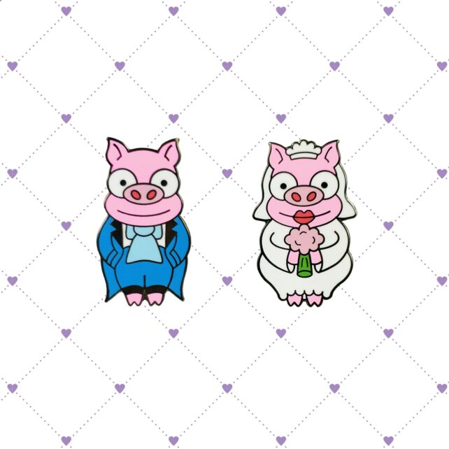 Piggy Cufflink Hard Enamel Pins